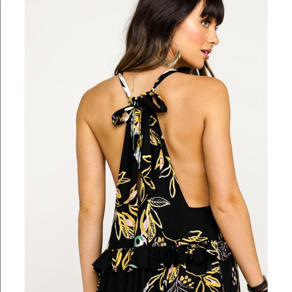 Free People Anita Floral Print Maxi Dress-black